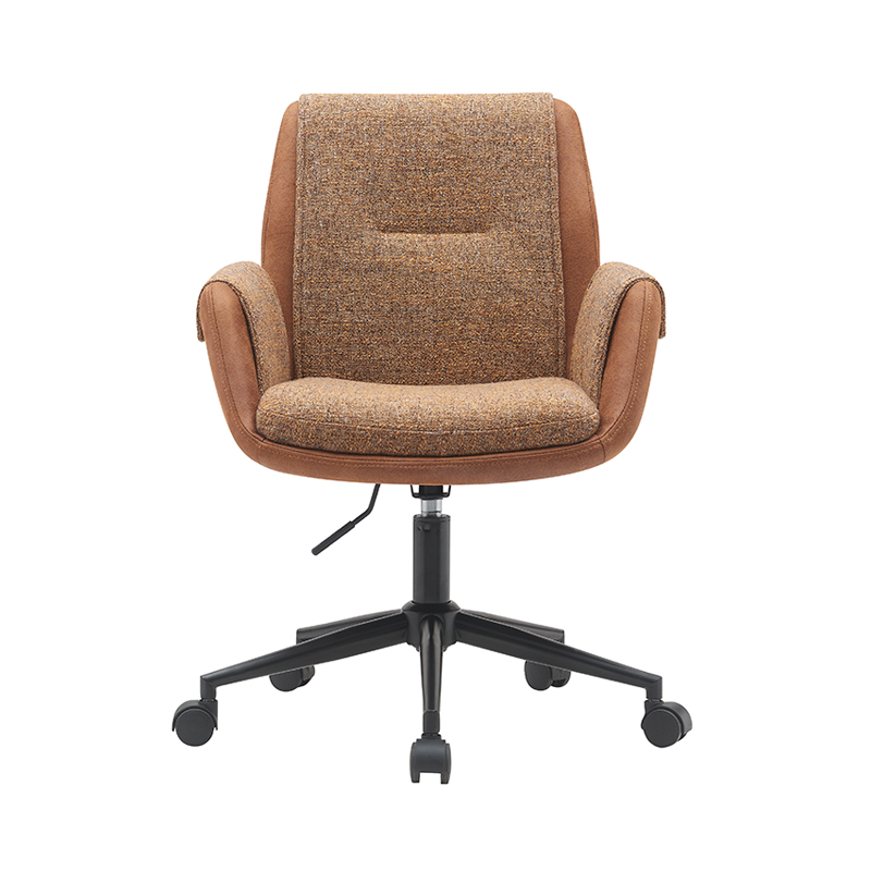 Mid-Height Home Office Desk Chair, Cute Upholstered Desk Chair with Gold Metal Legs, Adjustable Swivel Chair with Wheels, Vanity Chair for Girls Women Space