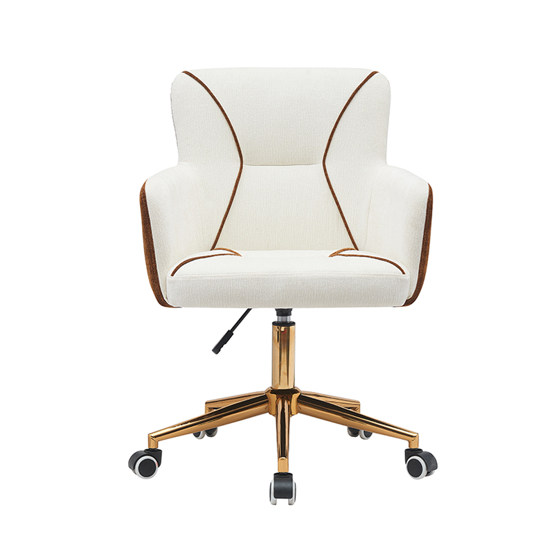 Mid-Height Home Office Desk Chair, Modern Armchair with Gold Base, Adjustable Swivel Task Chair for Living room, Office